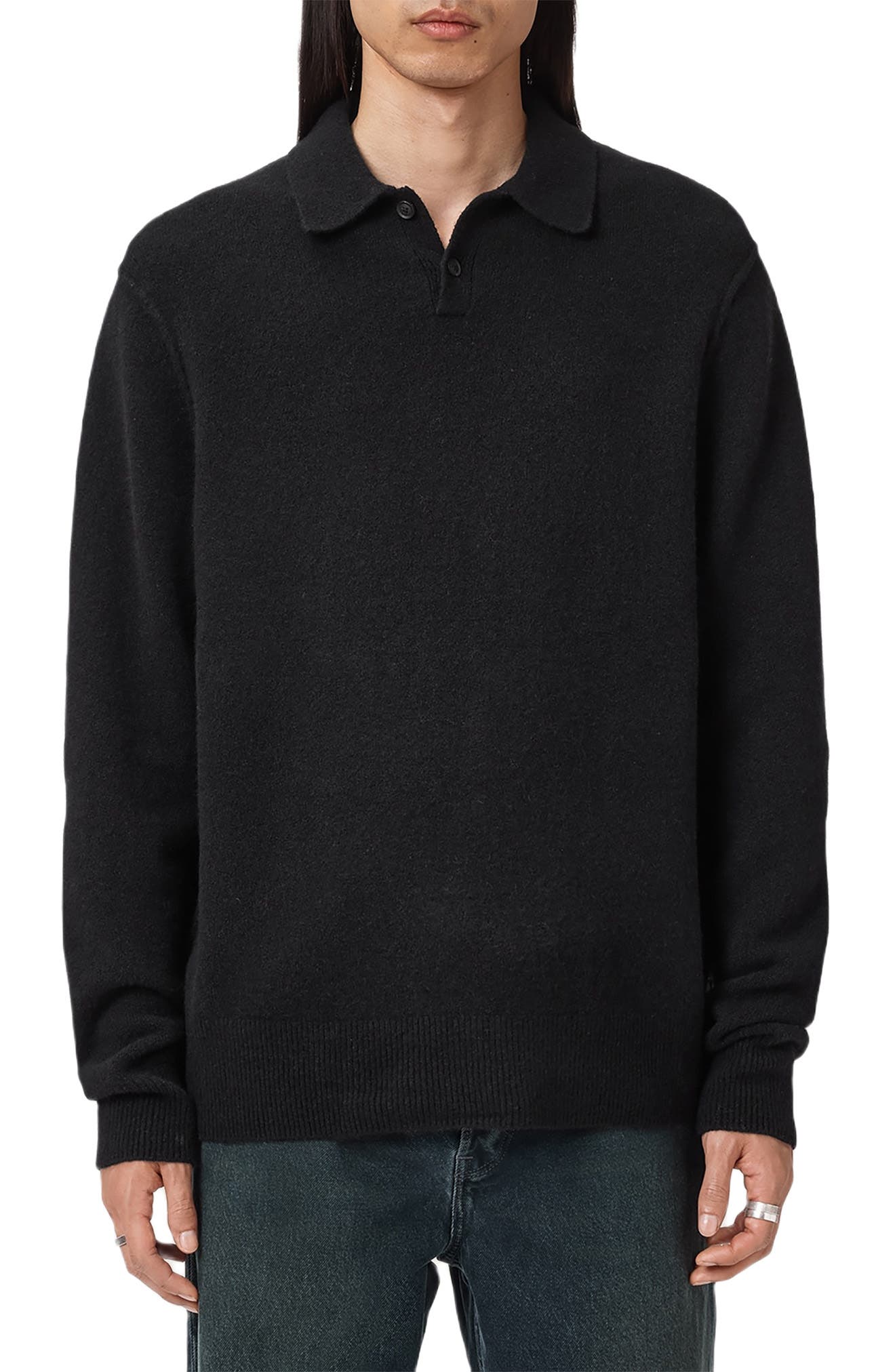 AllSaints Patern Long Sleeve Polo
