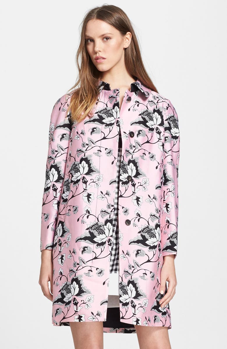 Diane von Furstenberg 'Amana' Floral Print Wool & Silk Coat, Main, color,