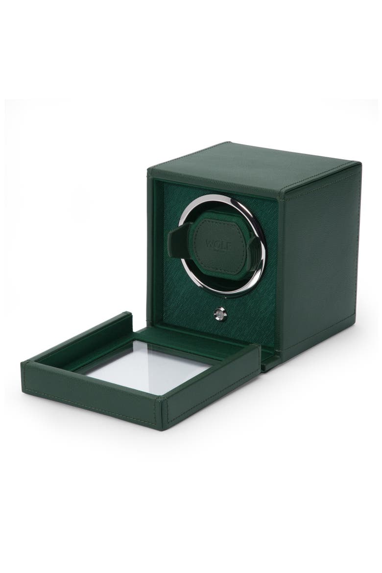Cub Single Watch Winder with Cover, Alternate, color, GREEN