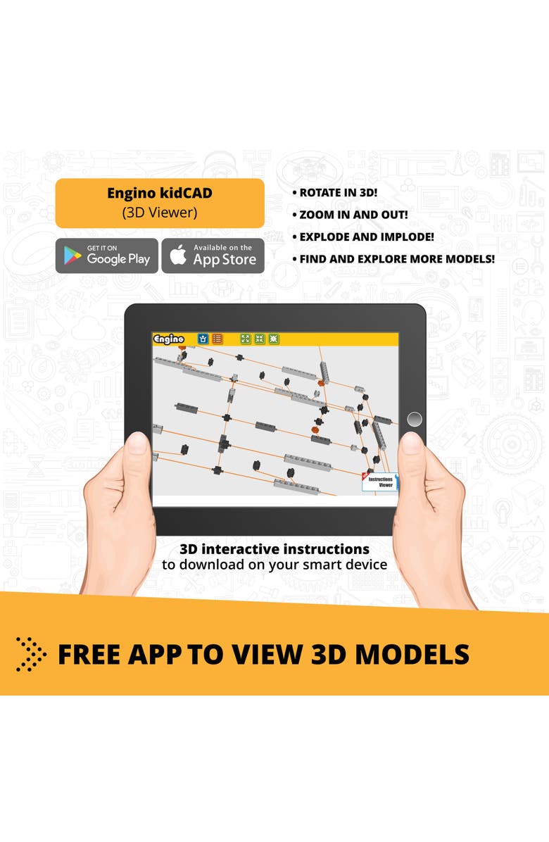 Engino Creative Builder 3 In 1 Backhoe Loader Multimodel Vehicle Brick Set, Alternate, color, Multicolored