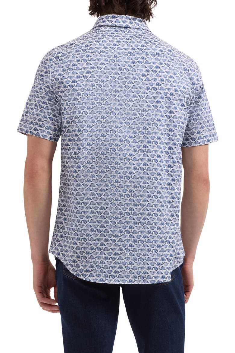 Orson Flamingo Print Short Sleeve Stretch Cotton Button-Up Shirt, Alternate, color, NAVY