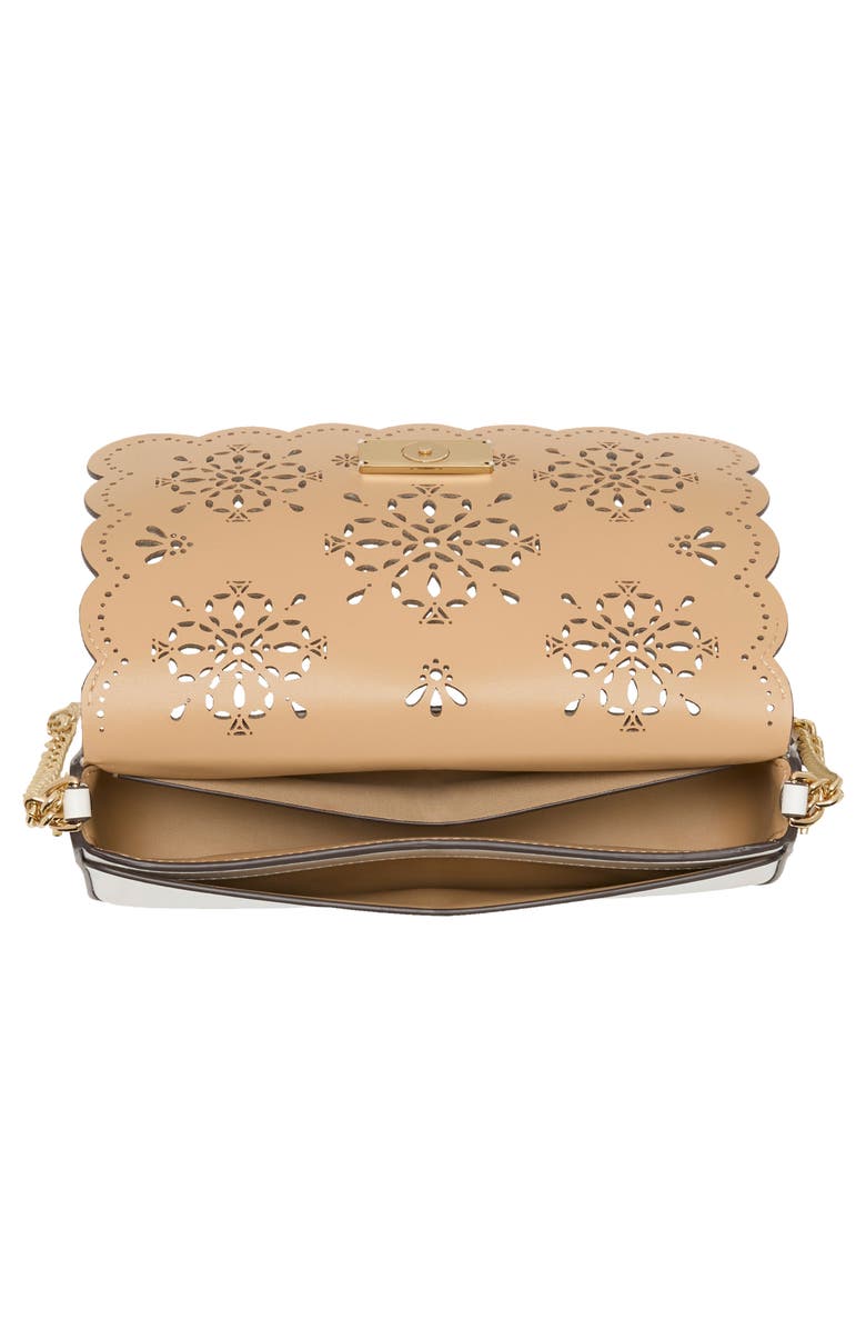 Kate Spade New York serena spade floral perforated leather crossbody bag, Alternate, color,