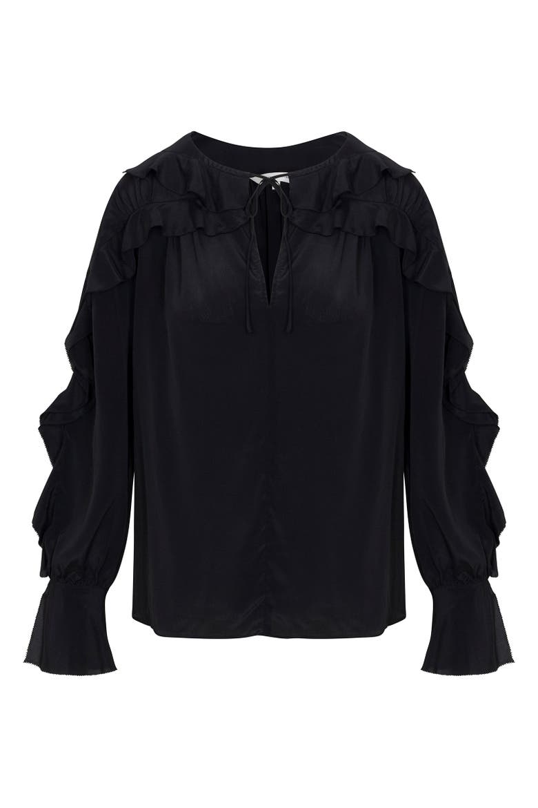 Lillith Ruffle Blouse, Alternate, color, Black