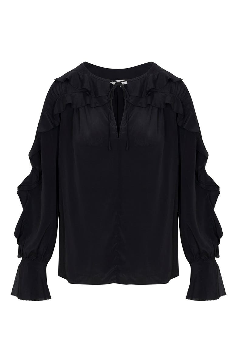 Rebecca Taylor Lillith Ruffle Blouse, Alternate, color, Black