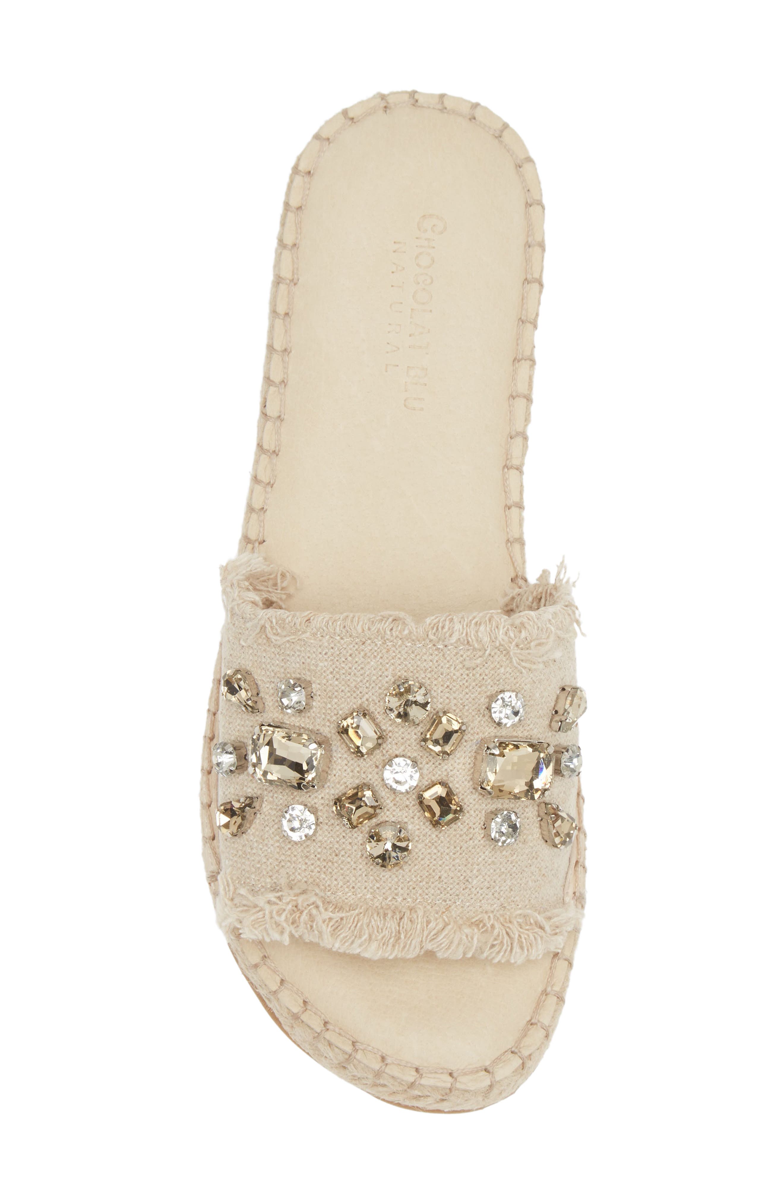Chocolat Blu Ellis Crystal Slide Sandal, Alternate, color, Natural Linen