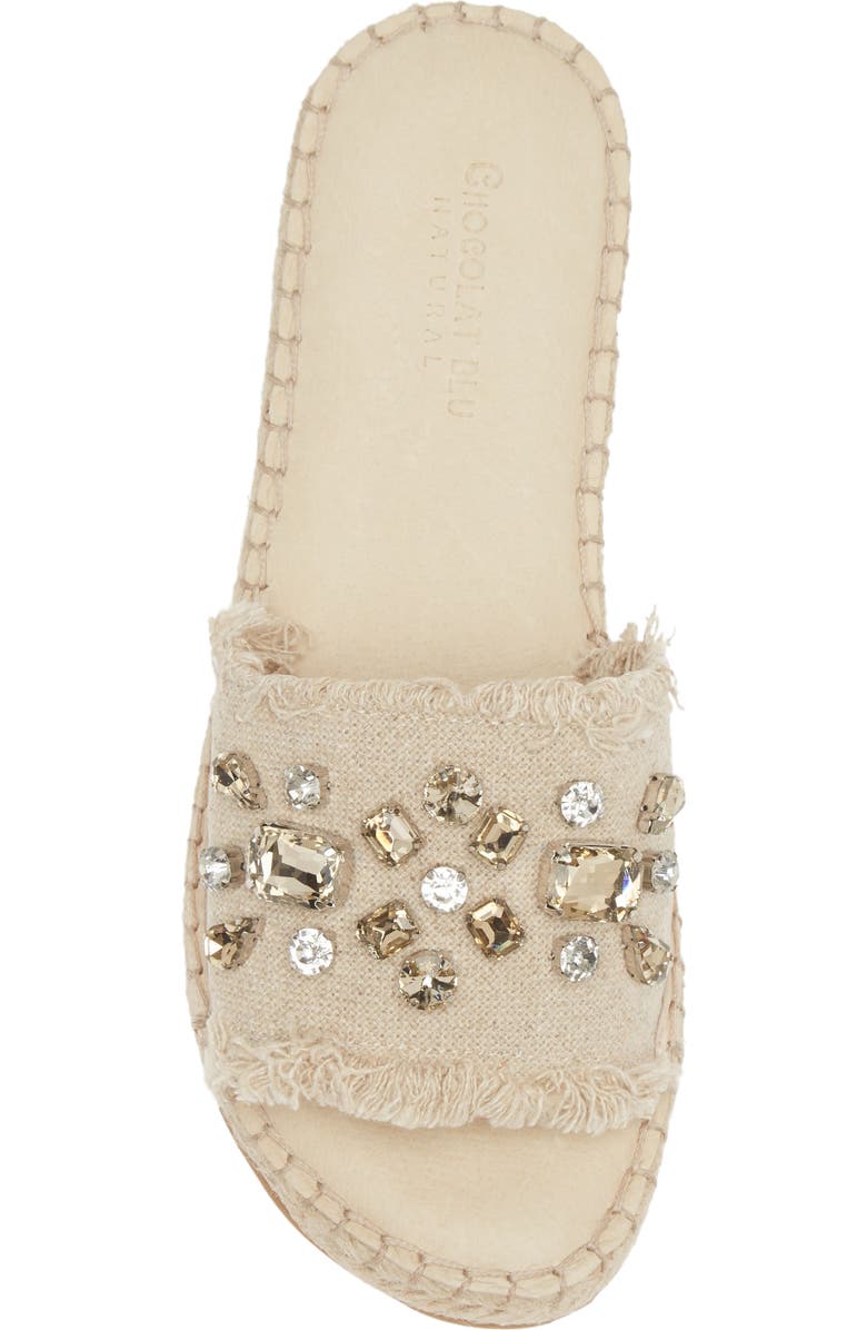 Chocolat Blu Ellis Crystal Slide Sandal, Alternate, color, Natural Linen