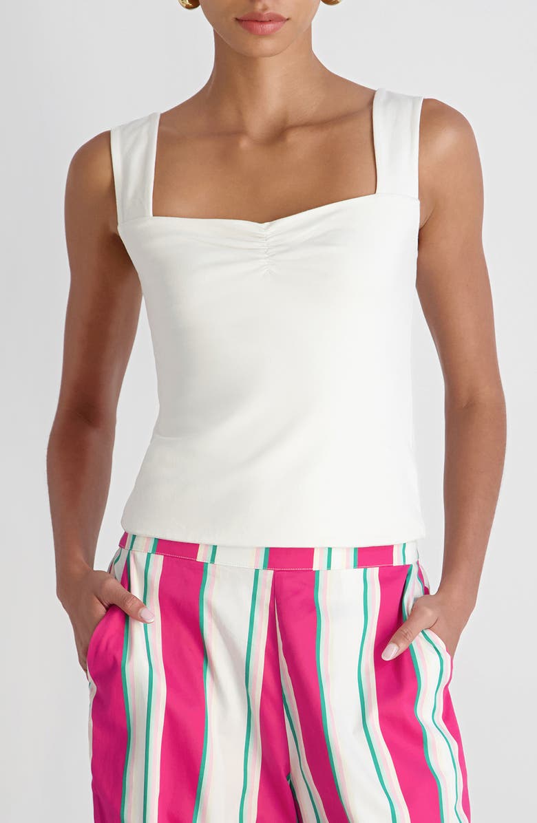 French Connection Maisie Sweetheart Neck Jersey Tank, Main, color, Summer White