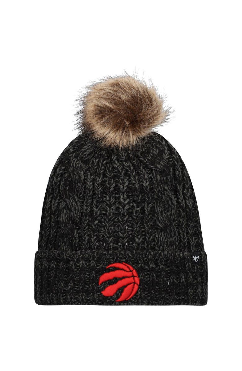 '47 Women's '47 Black Toronto Raptors Meeko Cuffed Knit Hat with Pom, Main, color, Black