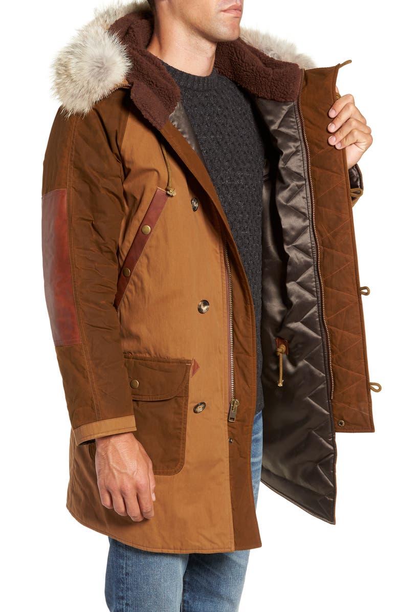 Frye Ranson Faux Fur Trim Mixed Media Parka, Alternate, color, 