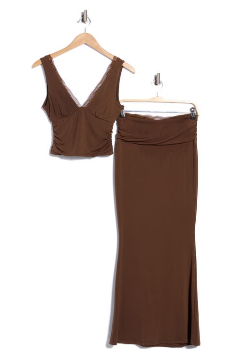 2-Piece Lace Trim Top and Maxi Skirt Set