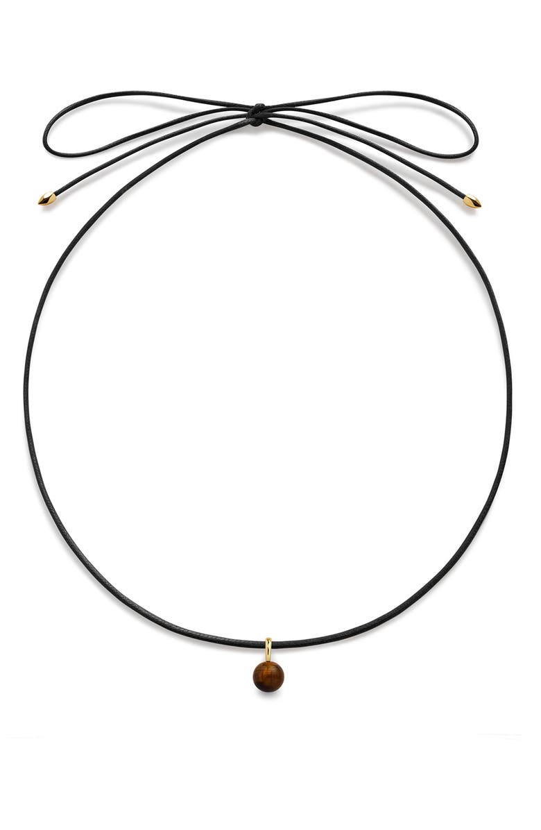 Monica Vinader Round Semiprecious Stone Pendant Necklace, Main, color, 18Ct Gold Vermeil / Tigers Eye