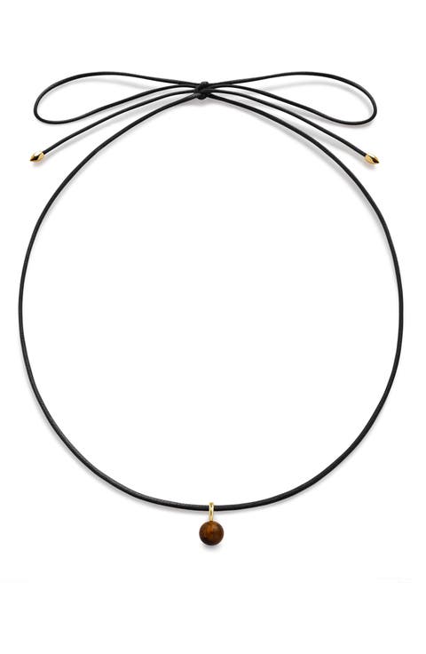 Round Semiprecious Stone Pendant Necklace