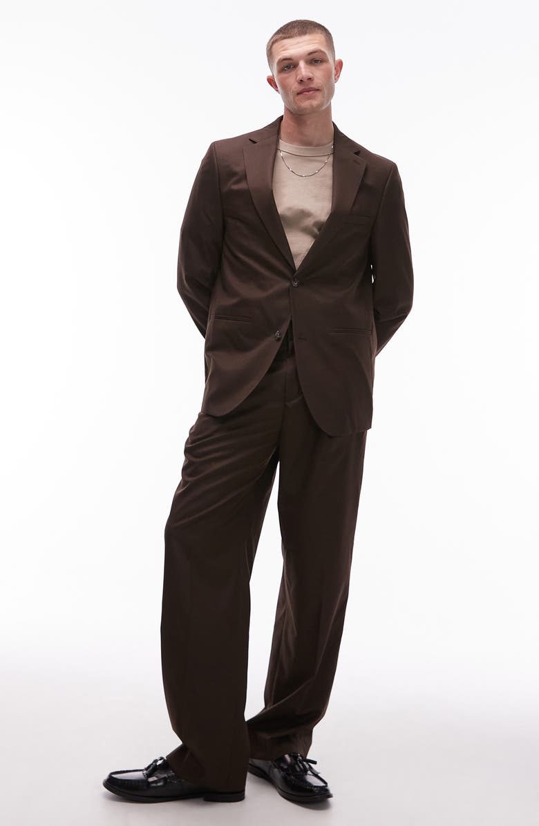 Topman Relaxed Fit Sport Coat, Alternate, color, Brown