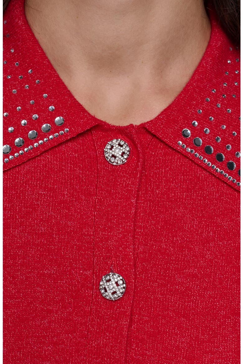 Crystal Embellished Collared Sweater, Alternate, color, ADMIRAL RED