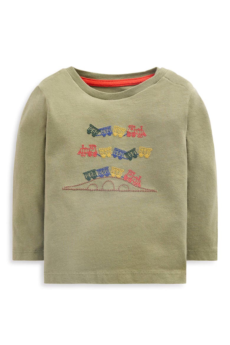Kids' Applique Long Sleeve T-Shirt, Main, color, GREEN TRAINS