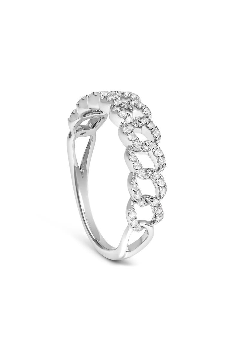 .925 Sterling Silver 1/4 ctw Diamond Curb Link Band Ring, Alternate, color, Silver