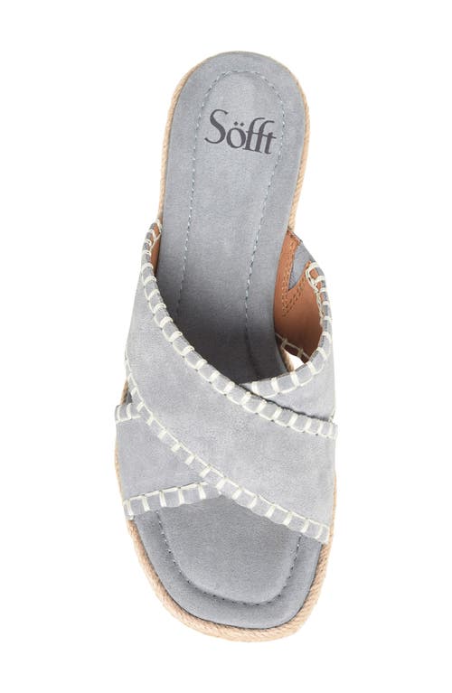 Söfft Indie Espadrille Platform Wedge Slide Sandal In Chambray