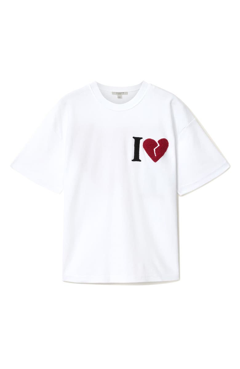 AllSaints Heart Etta Appliqué T-Shirt, Alternate, color, Optic White