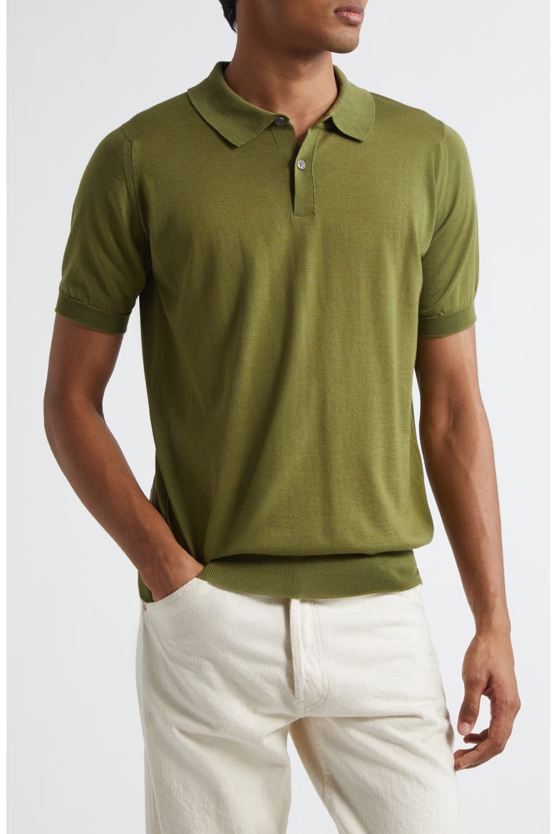 Leyburn Merino Wool & Sea Island Cotton Gauze Polo, Main, color, VERNE