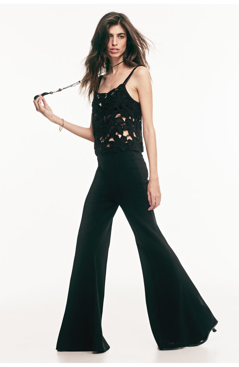 H&M Crochet-look Strappy Top, Alternate, color, Black