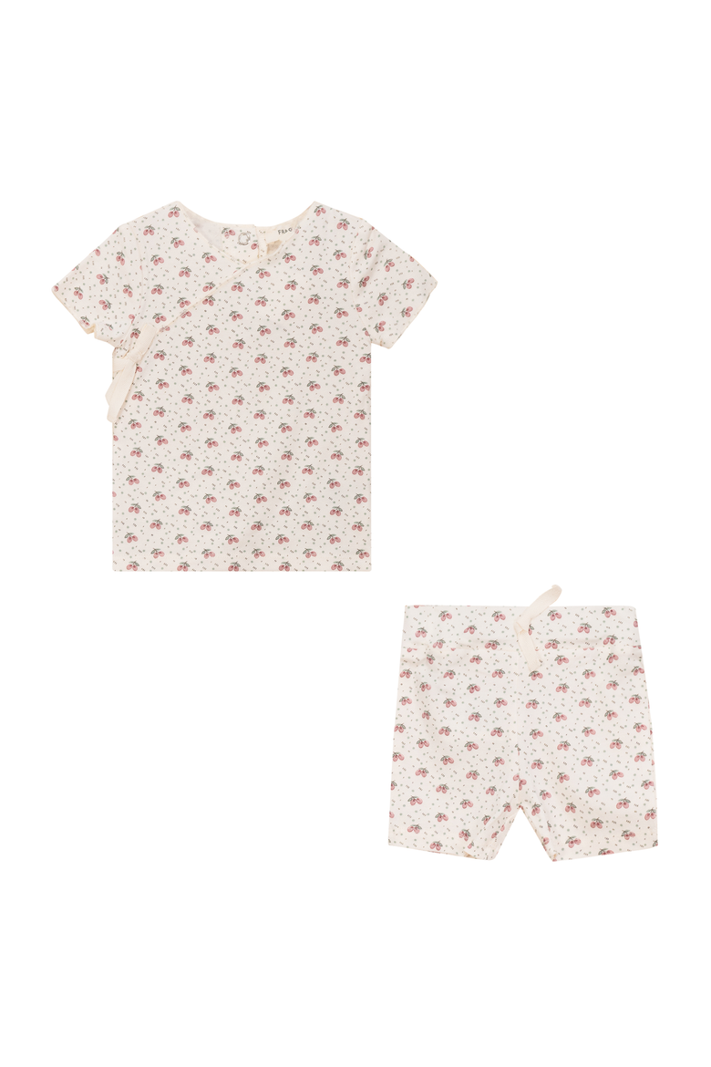 Fruit Print 2 Piece Short Sleeve Top and Shorts Set, Main, color, Mauve