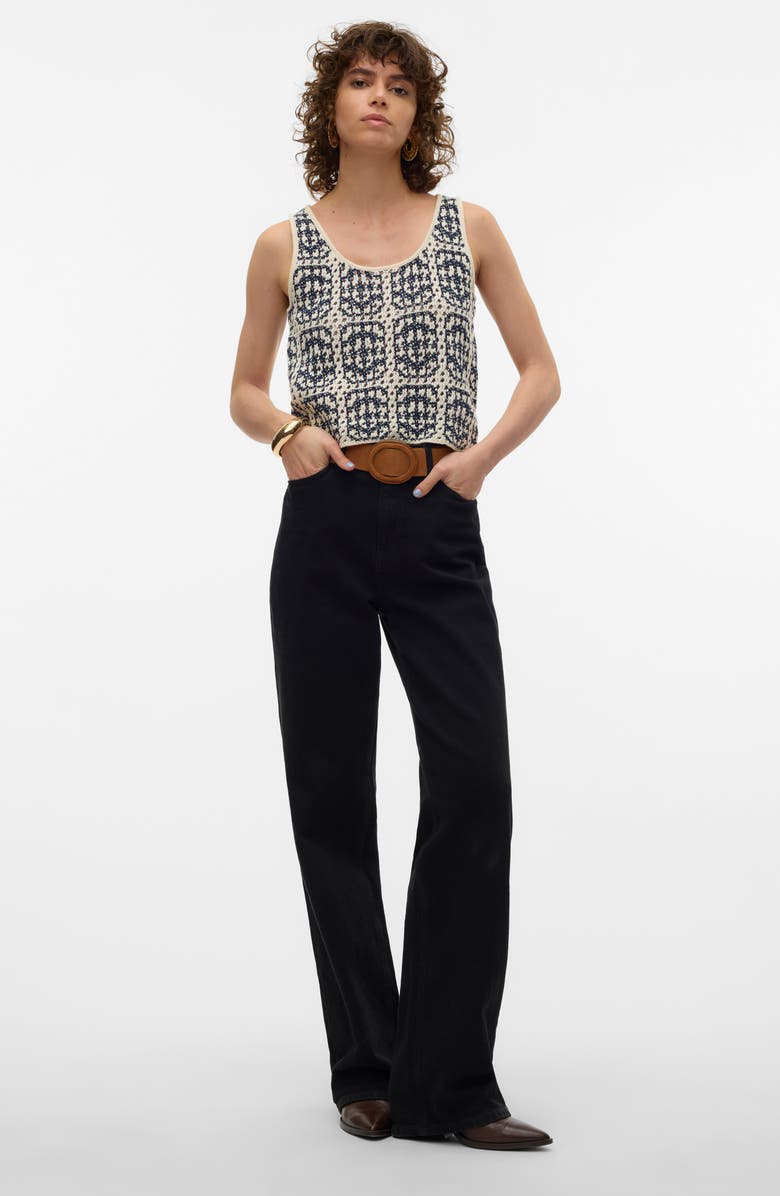 VERO MODA Mykonos Sleeveless Knit Top, Alternate, color, Navy Blazer Detail