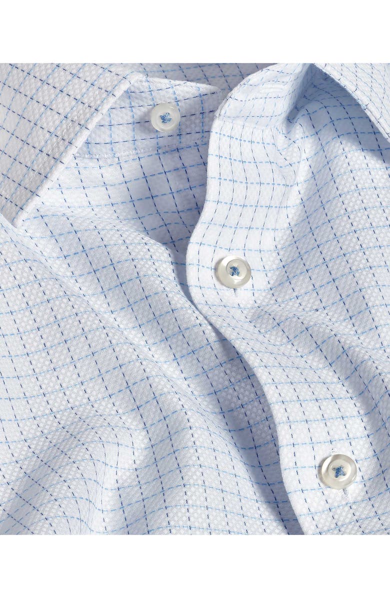 David Donahue Trim Fit Dobby Check Cotton Dress Shirt, Alternate, color, White/ Blue