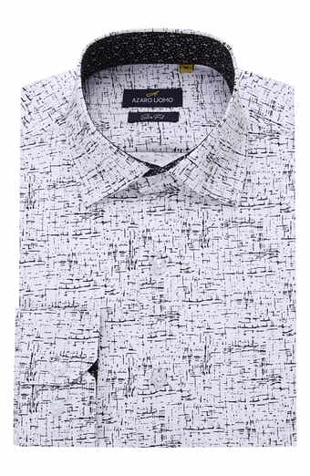 Azaro Uomo Slim Fit Line Print Performance Button-Up Shirt