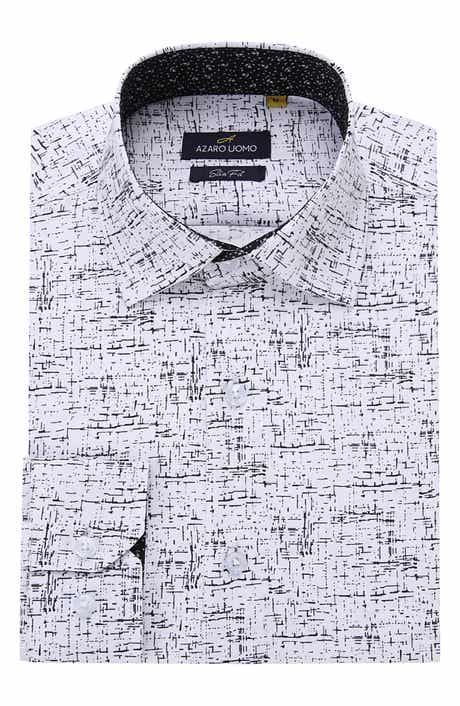 Azaro Uomo Slim Fit Line Print Performance Button-Up Shirt