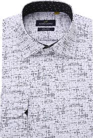 Azaro Uomo Slim Fit Line Print Performance Button-Up Shirt