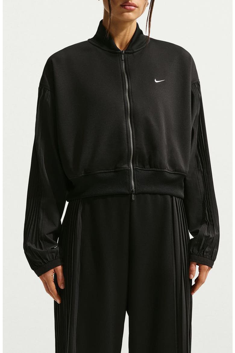 Sportswear Pleated Sleeve Bomber Jacket, Main, color, 010 BLACK/SAIL