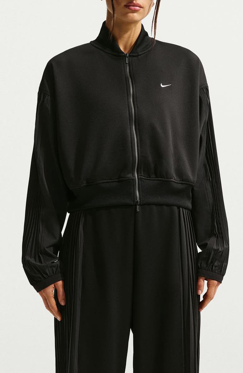 Nike Sportswear Pleated Sleeve Bomber Jacket, Main, color, Black/ Sail