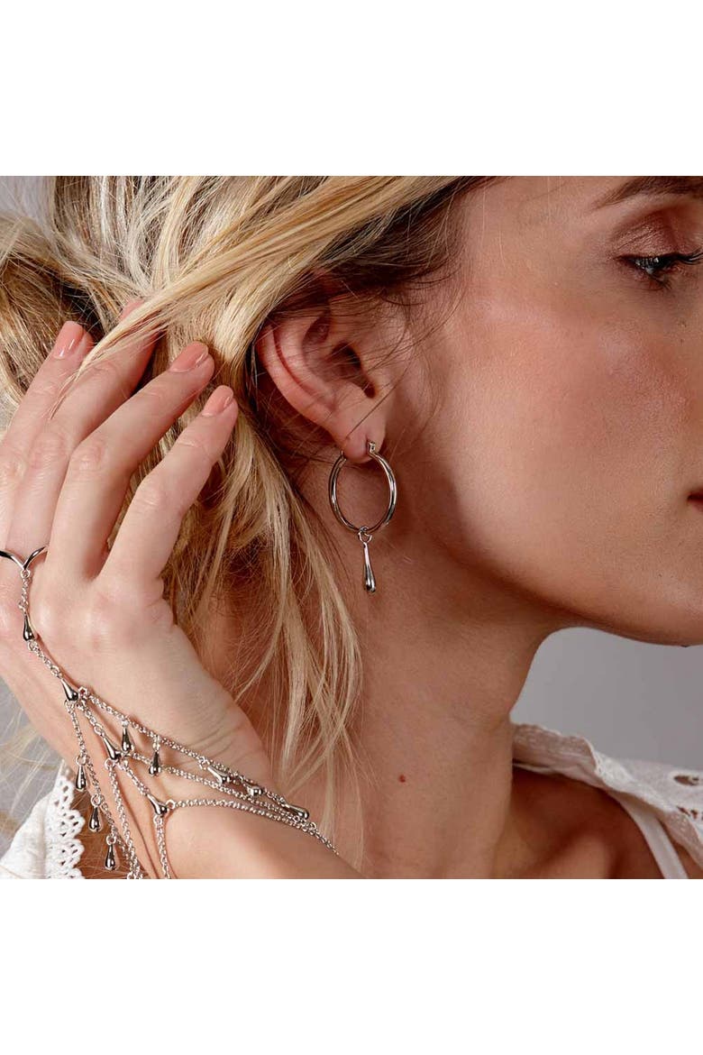 Drop Hoops, Alternate, color, Sterling Silver