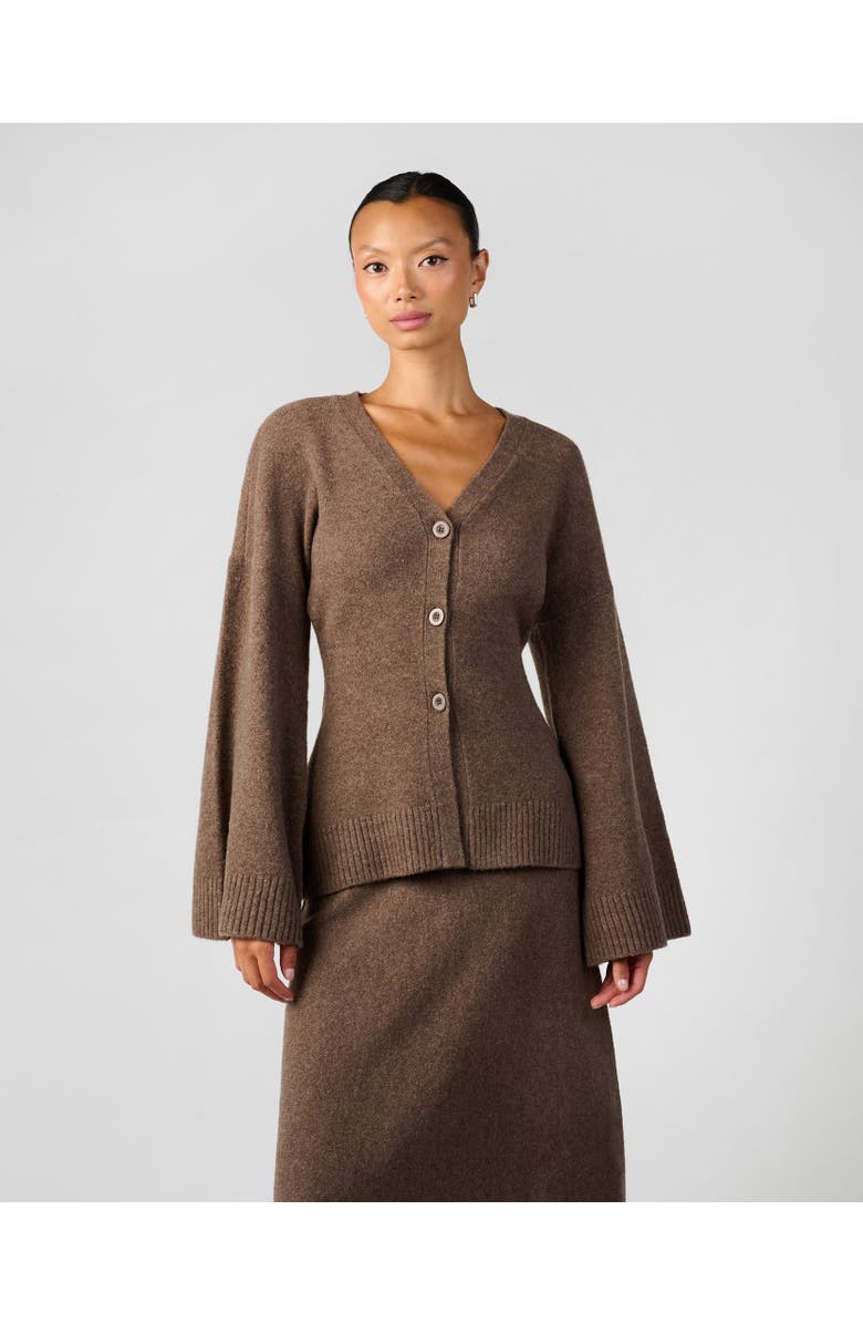 WeWoreWhat Cinched Waist Cardigan, Main, color, Brown
