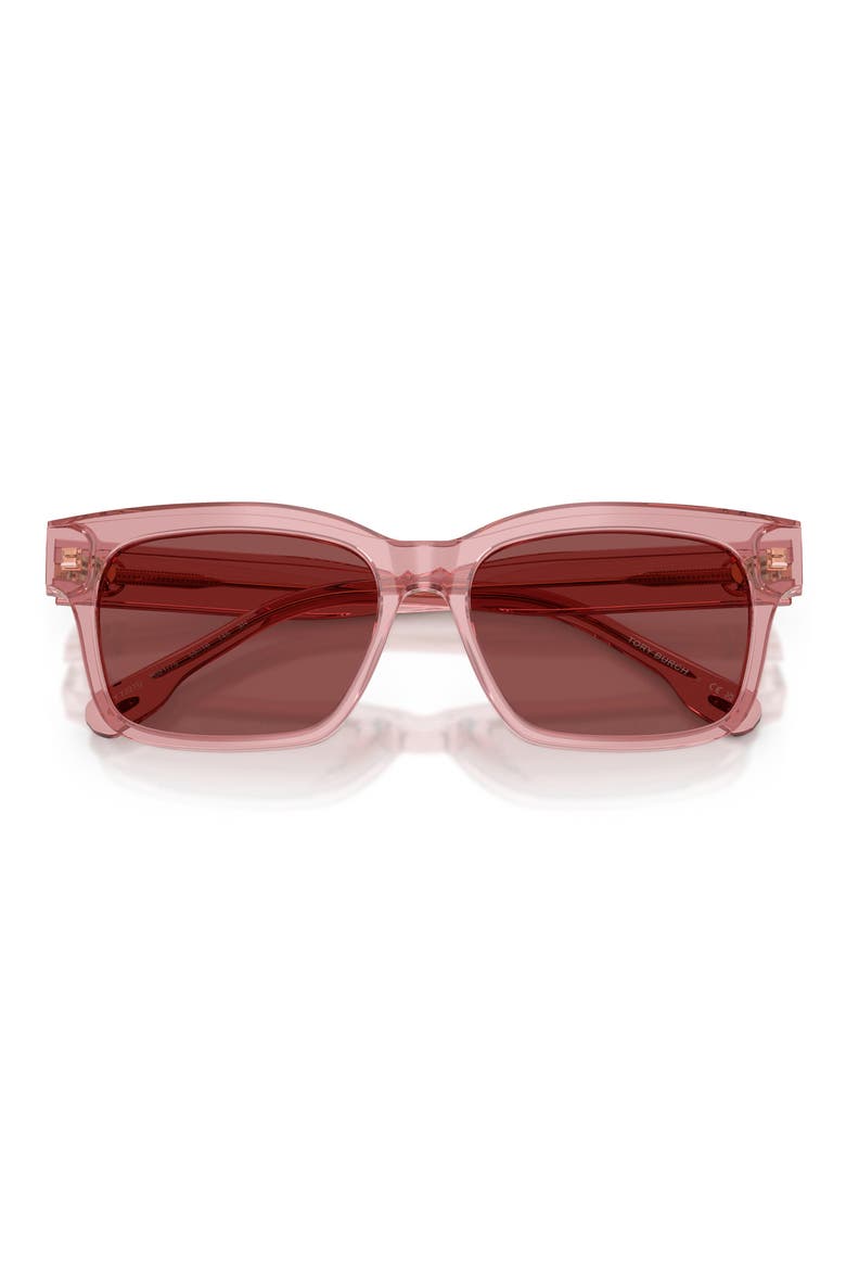 55mm Rectangular Sunglasses, Alternate, color, TRANSPARENT LIGHT PINK / WINE