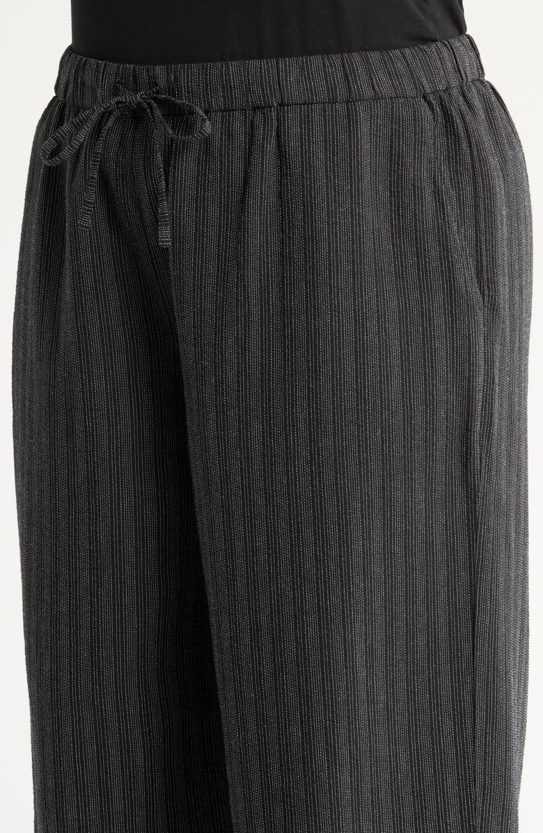 Eileen Fisher Organic Linen Blend Ankle Wide Leg Pants, Alternate, color, Black