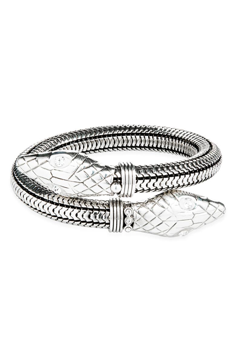 Gas Bijoux Cobra Wrap Bracelet, Main, color, Silver
