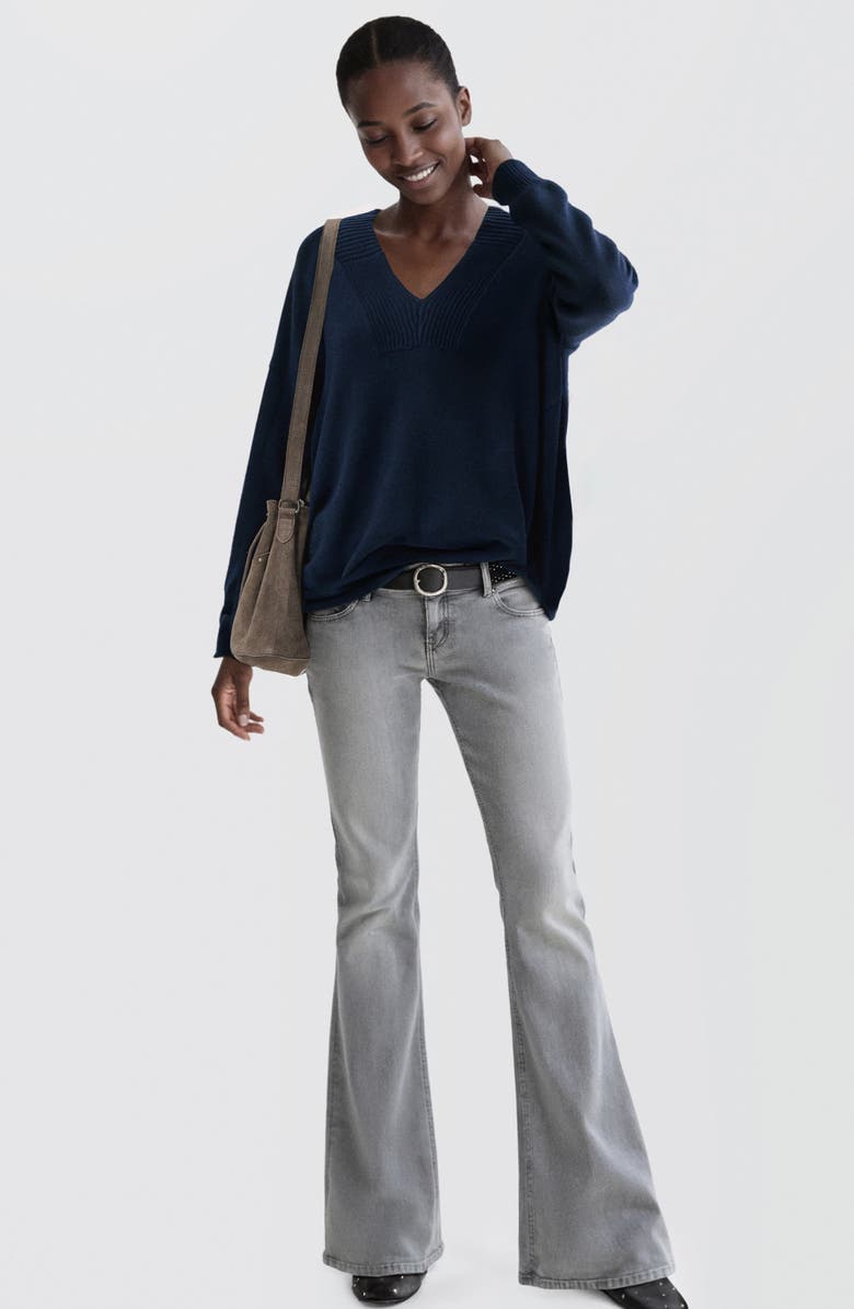 MANGO TEEN Relaxed Fit V-Neck Cotton Sweater, Alternate, color, Navy