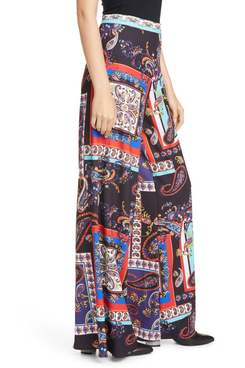 Athena Print Super Flared Wide Leg Pants, Alternate, color, ROYALTY PAISLEY