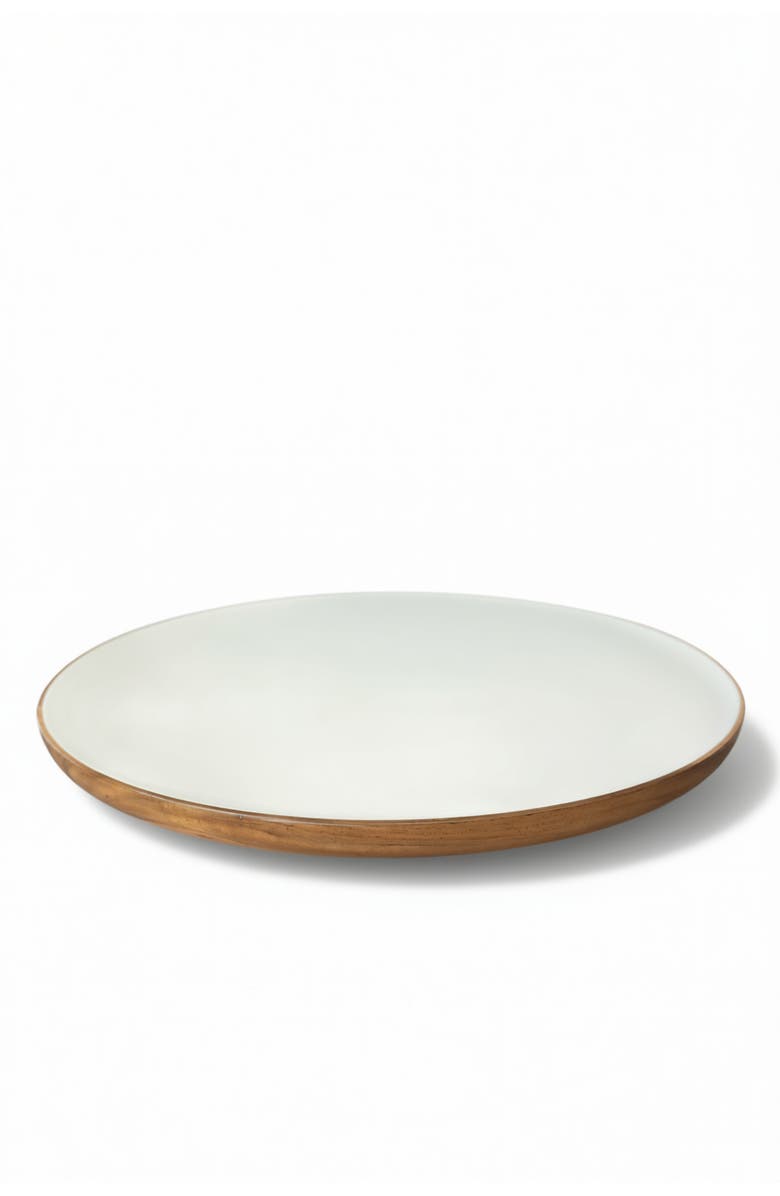 Jeanne Fitz Wood + White Collection Acacia Wood Lazy Susan, 16 inches, Main, color, White, Brown