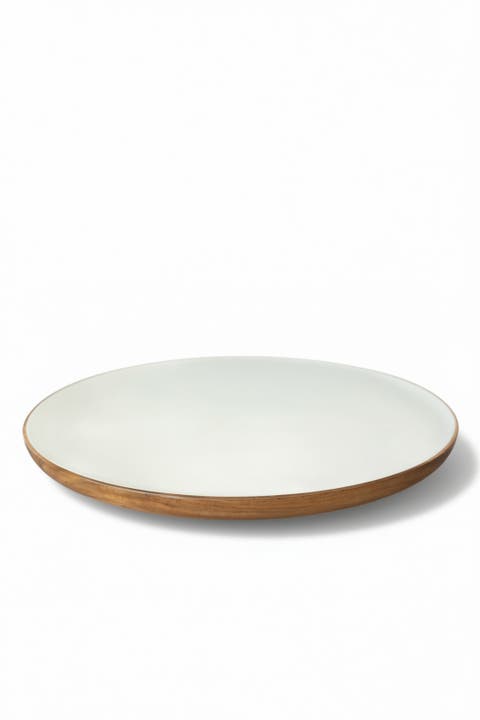 Wood + White Collection Acacia Wood Lazy Susan, 16 inches