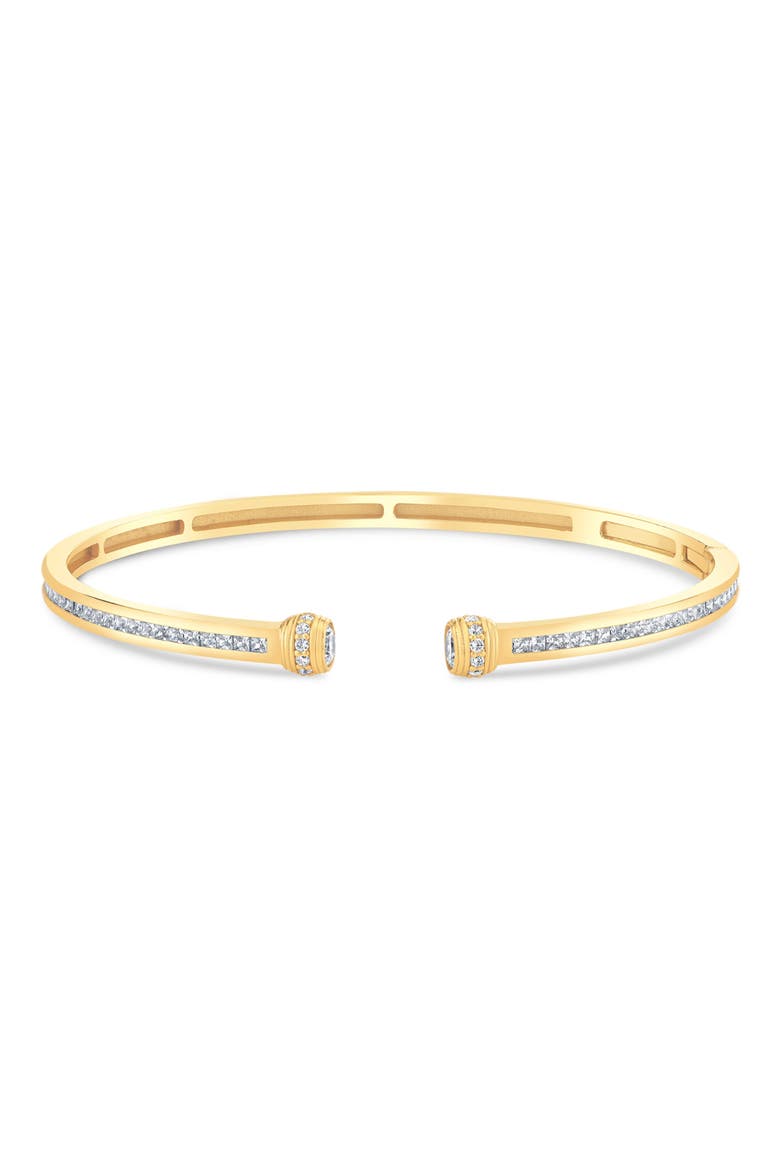 Brilliant Twisted Rope Bangle, Main, color, 18 KT YELLOW GOLD CLEAR CZ