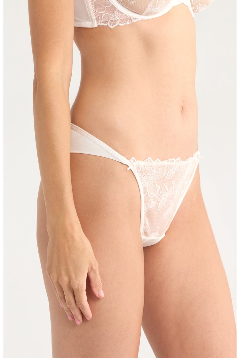 Lauren Embroidered Mesh Brazilian Panties, Alternate, color, SNOW WHITE