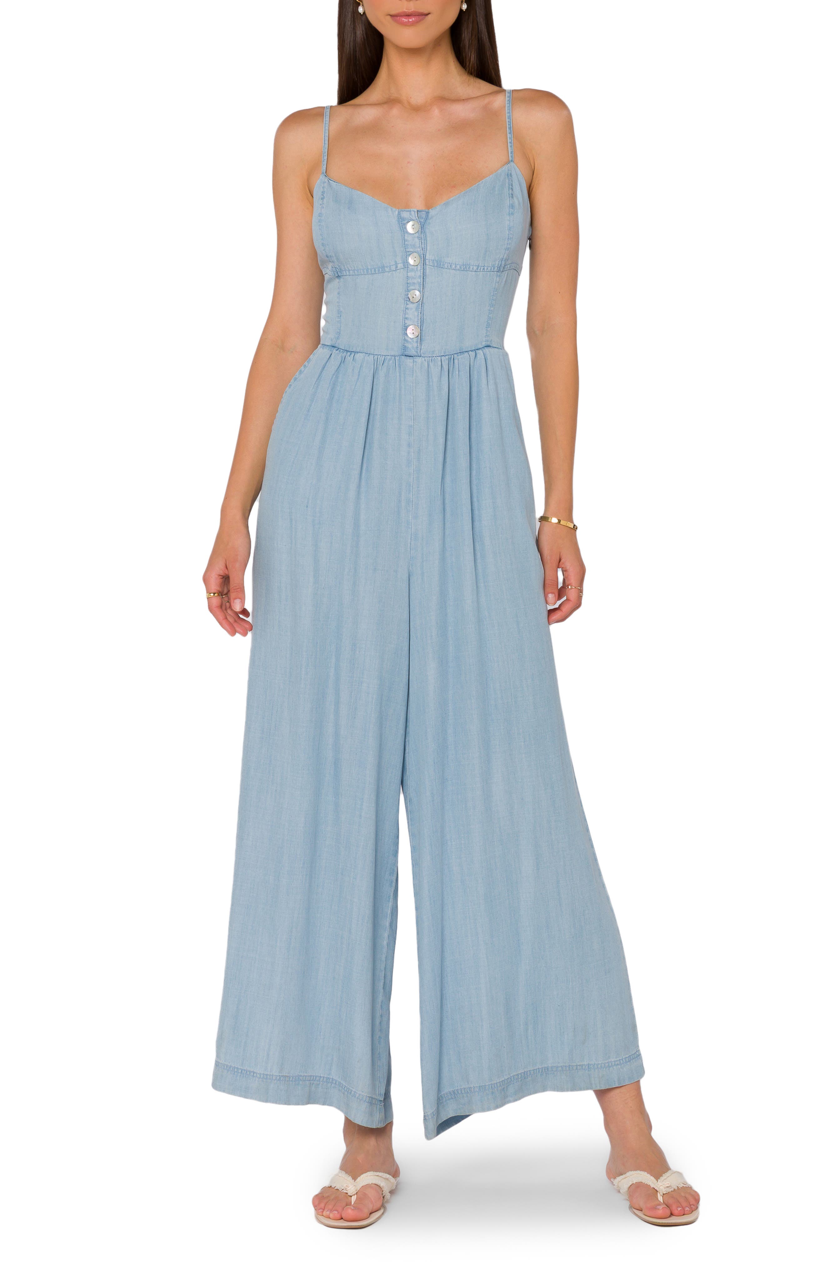 VELVET HEART V-Neck Wide Leg Jumpsuit