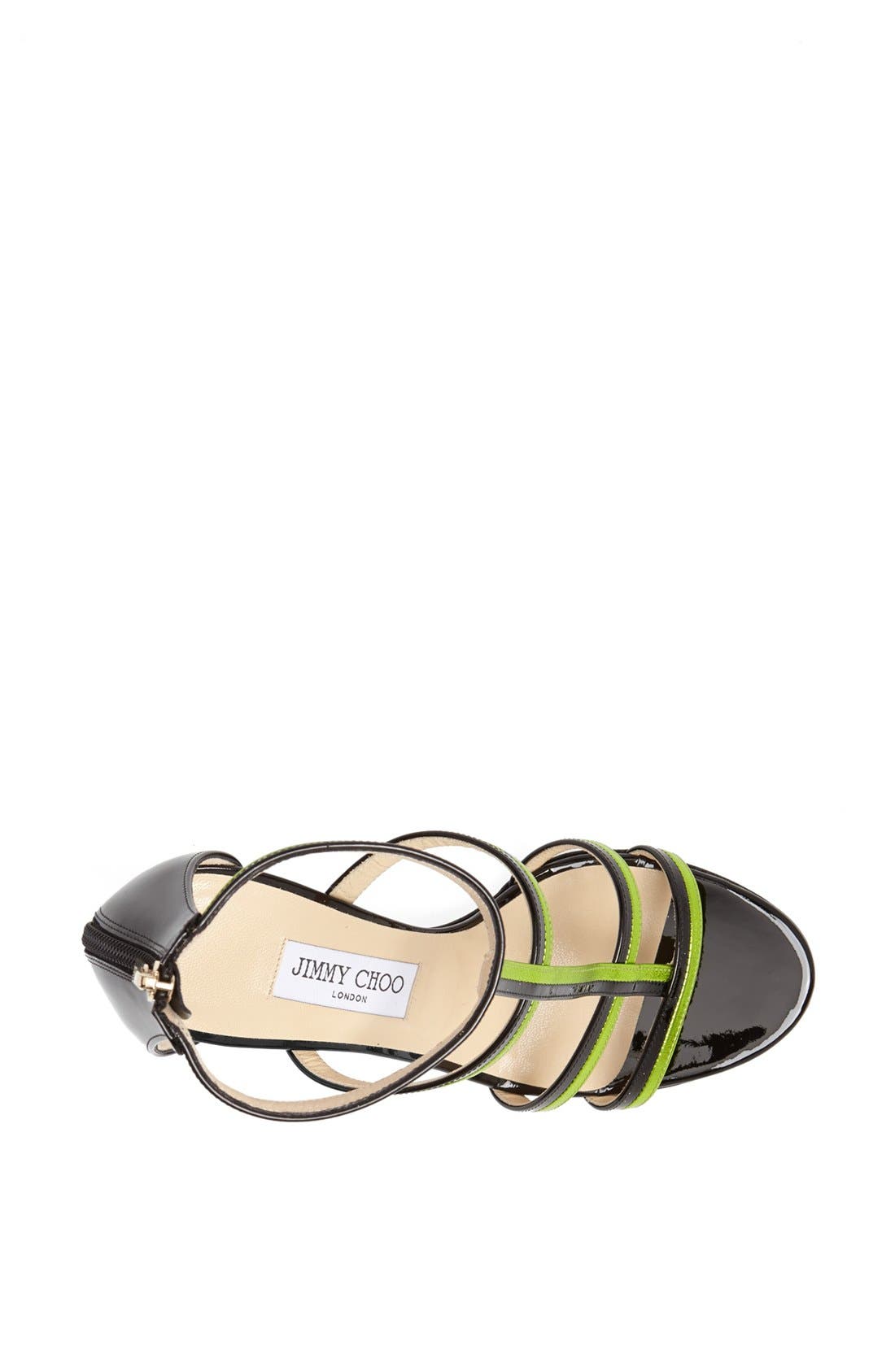 'Thistle' T-Strap Sandal, Alternate, color, BLACK/ LIME