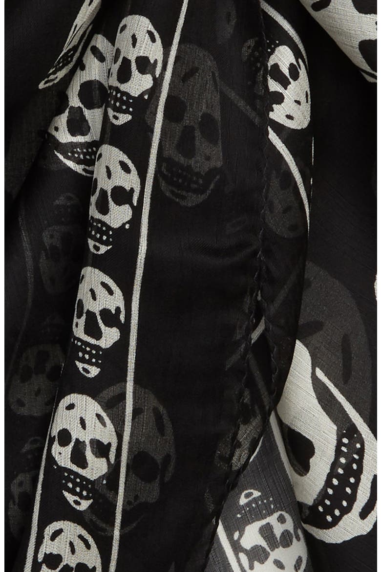 Alexander McQueen Skull Silk Scarf, Alternate, color, BLACK/ IVORY
