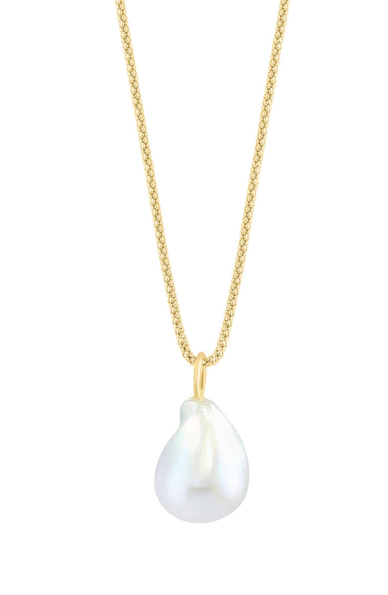 EFFY 14K Yellow Gold Plated Sterling Silver 15mm Freshwater Pearl Pendant Necklace, Main, color, White