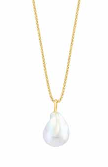EFFY 14K Yellow Gold Plated Sterling Silver 15mm Freshwater Pearl Pendant Necklace