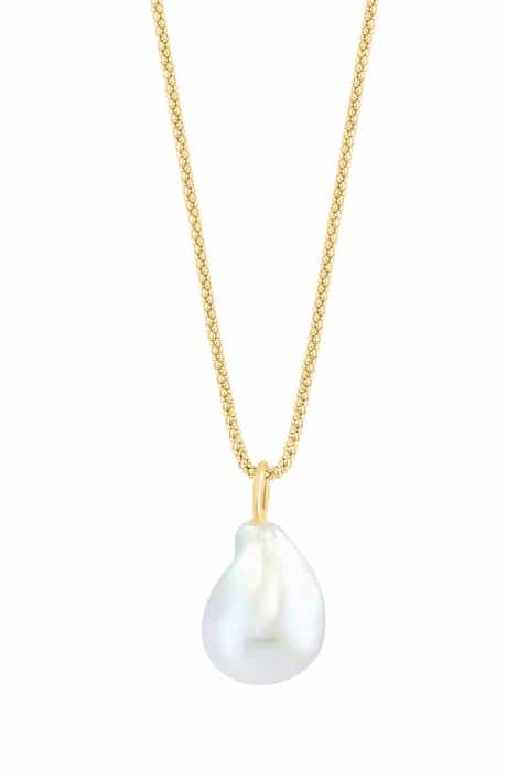 EFFY 14K Yellow Gold Plated Sterling Silver 15mm Freshwater Pearl Pendant Necklace