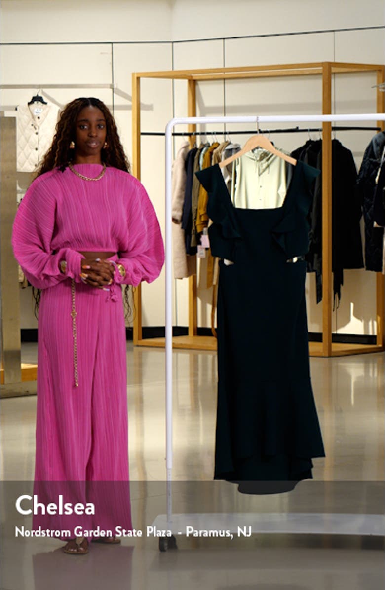 Yvonne Ruffle Trim Cutout High-Low Dress, sales video thumbnail